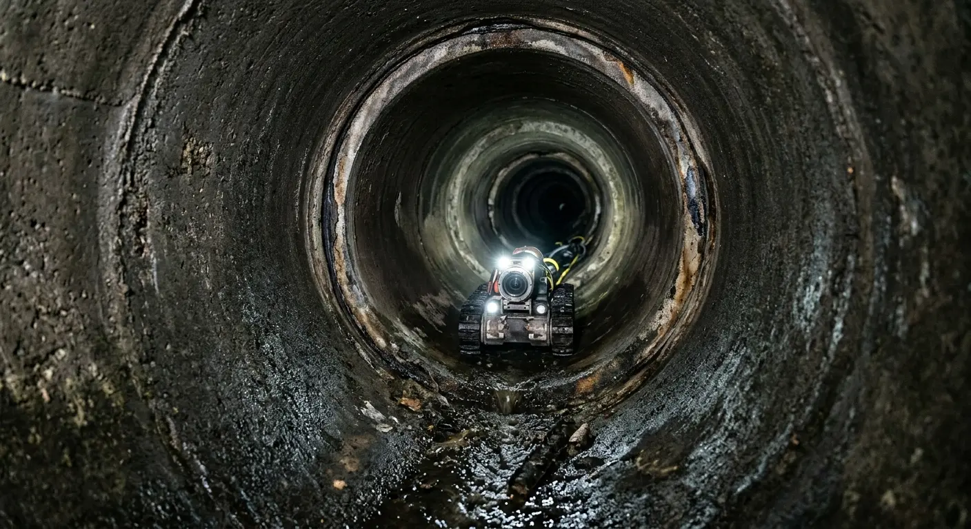 Robotic sewer camera inspecting pipe interior for Drain Snake Service in Hanover Park